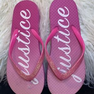 Justice pink & white sandals